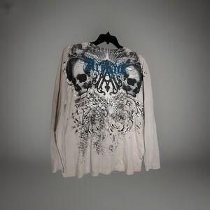 Rare Affliction Long Sleeve Thermal‎ Graphic Skull Y2K Size XXL Archaic